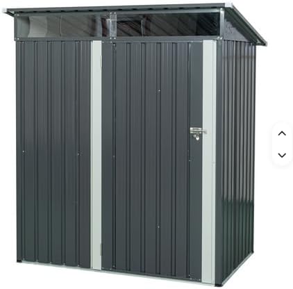 Outdoor Metal Storage Shed, Gray, 5 x 3 ft, Iron, with Transparent Window, Industrial Style, Multi-Functional