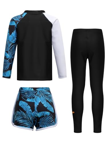 Yartina Kids Girls Rash Guard Swimwear Long Sleeve Swim Tops with Pants Shorts Set Summer Beach Sports Swimsuit2
