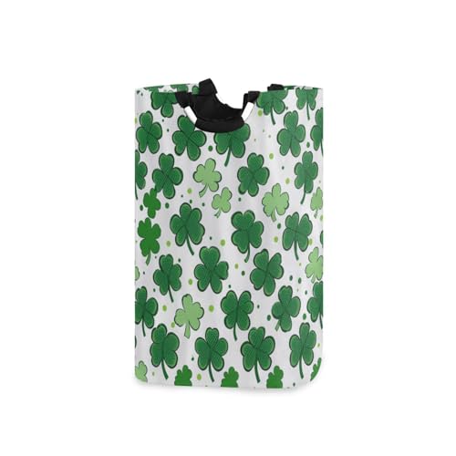Jihqo Laundry Hamper Basket St Patrick's Clover Pattern Collapsible Nursery Storage Bin Waterproof Clothing Baskets for Home Bedroom Bathroom Washing Room