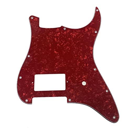 KAISH 11 Hole ST/Strat Style One Humbucker Guitar Pickguard Scratch Plate for Delonge Stratocaster/Strat Red Pearl