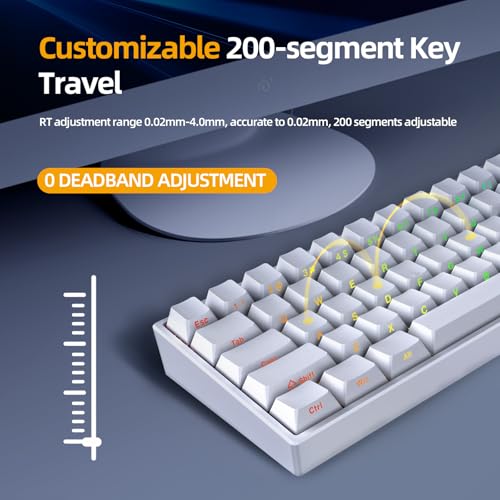 Image of IROK ND63PRO Rapid Trigger Magnetic Switch 60% TKL Hot Swapped Mechanical Keyboard, OKT Azure Switches RGB Programmable Wired Gaming Keyboard for Win /Mac Gamer - White