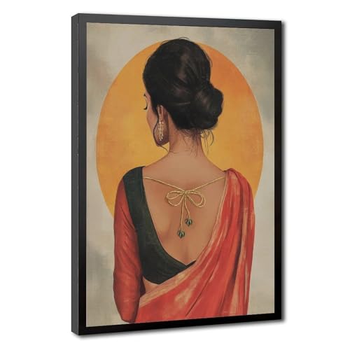 Poster sur toile fille indienne 40x60 cm pour décoration de chambre