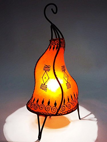 Orientalische Tischlampe Zeliha 42cm Lederlampe Hennalampe Lampe | Marokkanische kleine Tischlampen aus Metall… – Bild 6