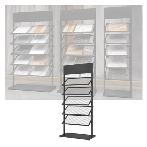 Présentoir de carrelage autoportant bois et porte-échantillons sur pied