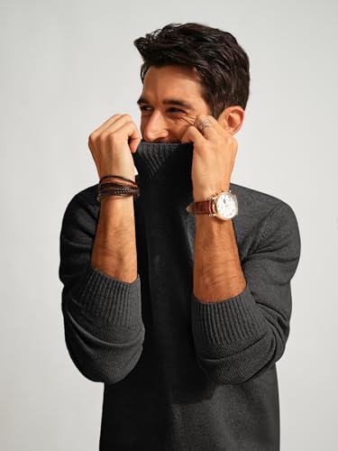 PJ PAUL JONES Men's Mock Turtleneck Sweater Long Sleeve Undershirts Wool Blend Pullover Sweaters2