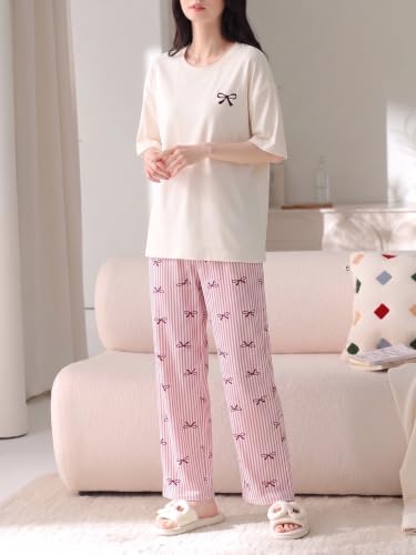 Image of Louis Luxe Cotton Blend Womens Korean Night Dress || Full Pyjama Set ||Korean Nightsuit || Women Nightwear ||Round Neck Full Sleeve Nightsuit || Loungewear || Everyday Nightdress (ND-10)