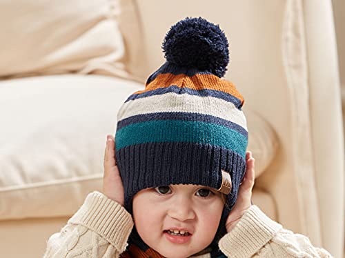 Image of Boys Winter Hat Baby Beanies with Earflap Upgrade Fleece-Lined Skiing Toddler Hat