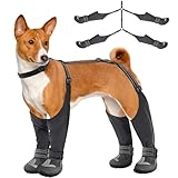 Idepet Dog Suspender Boots, Canada Pooch Tall Dog Boots Anti-Slip & Fall Waterproof Dog Shoes Leggings, Adjustable Suspender Boots for Dogs Winter Snow Rain Hiking Paws Protector(Black, M)