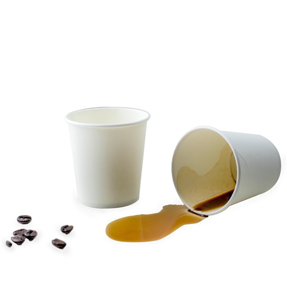 Virsus 500 gobelets à café jetables, 75 ml en papier carton blanc biodégradable pour boissons chaudes ou cappuccino + 500 agitateurs en bois de bouleau