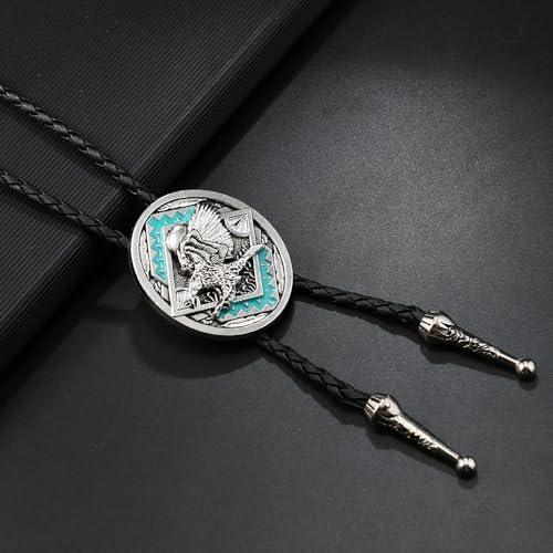 Image of Joxevyia Bolo Tie for Men Vintage Cow Skull Leather Rope Western Cowboy Necktie Vintage Bola Tie Gift for Him