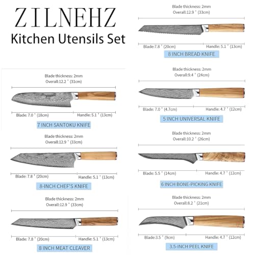 Set Cuchillos Cocina 9 Piezas Acero Aleación miniatura 2