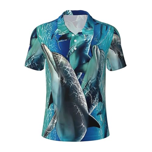 Polo homme manches courtes respirant EdWal vêtement sport décontracté imprimé dauphins