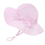 Baby Girl Sun Hat Summer Foldable Beach Hats with UPF50+ Sun Protection Wide Brim Toddler Bucket Hat Cap 6-24Months