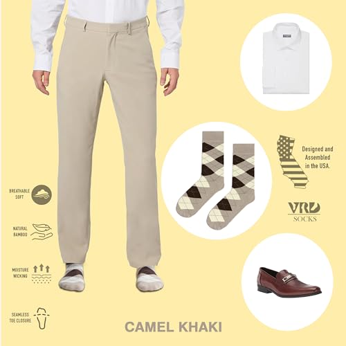 VRD Bamboo Mens Dress Socks for Men, 5 Pack, Assorted Pattern Crew Length Mid-Calf Socks, Mens Shoe Size 8-133