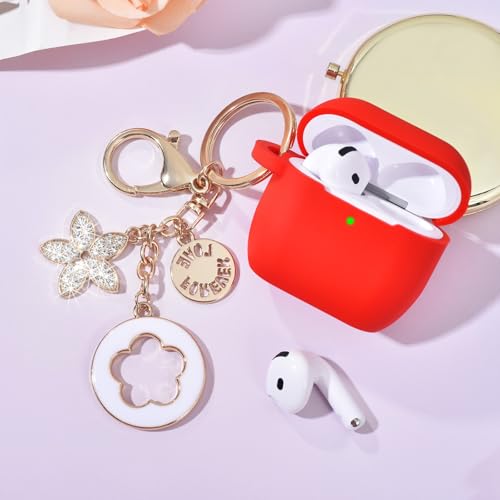 Image of Case Compatible with Apple Airpods 4 - VISOOM Airpods 4 Cases 2024 Cover Women Anti-Drop Silicone iPods 4 Earbuds Wireless Accessorie Charging Cases Girl Bling Keychain for Airpod iPods 4th Gen