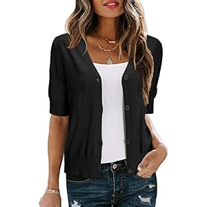Arach&Cloz Women’s Lightweight Summer Business Casual Cropped Short Sleeve Cardigan