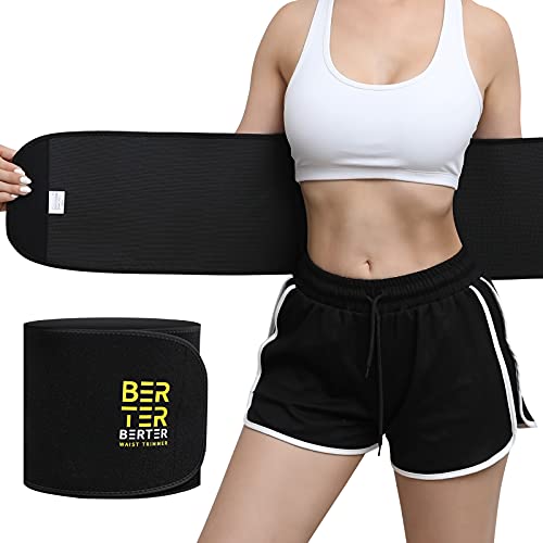 BERTER Waist Trimmer Belt, Sweat Sauna Belly Band, Shaper Belt Low Back Lumbar Support, Abdominal Trainer for Women Men Lower Belly Fat (Yellow)