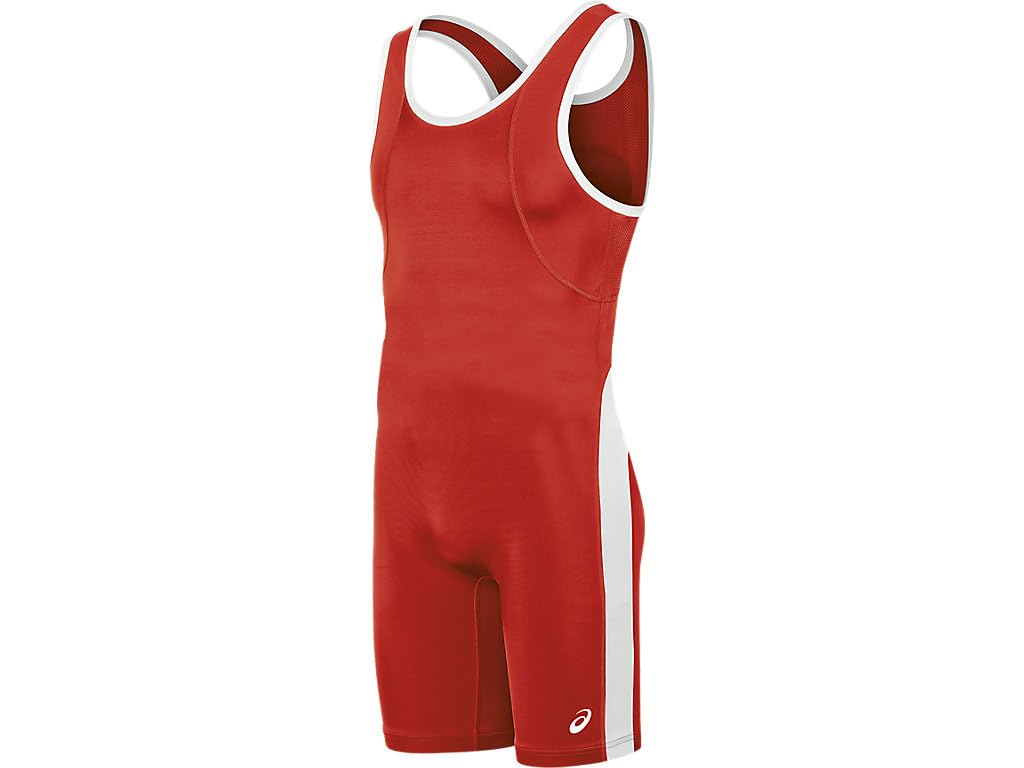 ASICS Men's T-back Performance Wrestling Singlet, Red/White, 3X-Large
