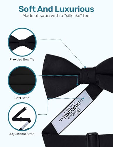 S.H. Churchill & Co. Men's Formal Satin Bowtie and Cummerbund Set3