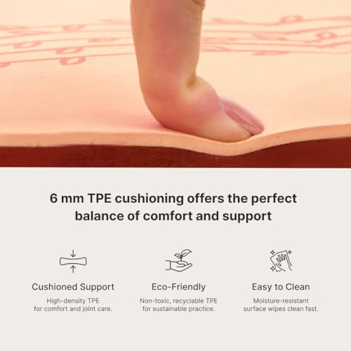Image of CULT TPE Yoga Mat 6mm with Carry Bag & Strap - Eco-Friendly, Non-Slip, Lightweight & Durable Exercise Mat for Yoga, Pilates, Meditation & Home Workouts - Beige Pink