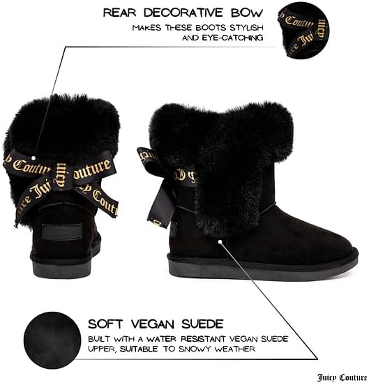 Juicy Couture Girls Winter Boots Warm Insulated Fashion Booties Mid Calf Outdoor Snow Boot for Toddler/Little Kid/Big Kid - Image 2