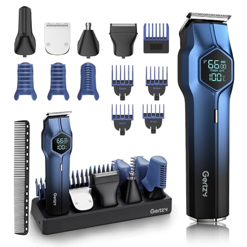 Kit de recortadora eléctrica 5 en 1 para barba, recortadora de pelo corporal, profesional, inalámbrica, recargable, IPX7, impermeable, kit de aseo para hombre, para cara, bigote, cuerpo, nariz
