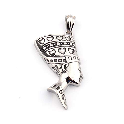 Stainless Steel Egyptian Queen Nefertiti Necklace Heart Pattern Pendant Amulet Jewelry2
