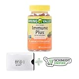 Spring Valley Immune Plus Non GMO Vitamin C and D Vegetarian Gummies, Elderberry, 60 Count + Card Protector SchmidtEmpire + Sticker Pack 0f (60ct - Pack of 1)