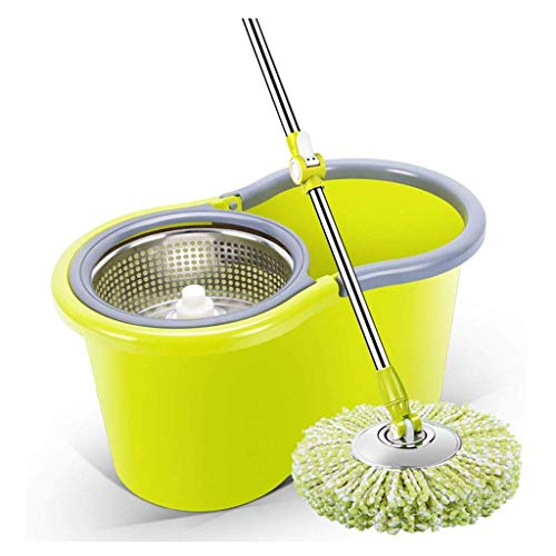 Juego de fregona giratoria y cubo, sistema de limpieza de fregona giratoria para el hogar con limpiador de madera dura para cocina