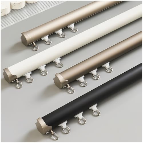 Tringle à rideau murale en aluminium avec rouleaux silencieux de 1,6 m (2 x 0,8 m) pour douche, camping-car, lits de séparation, facile à installer,...