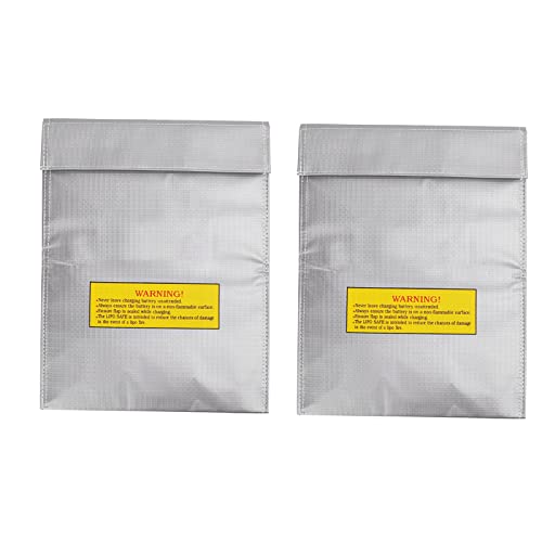 Respicefinem 2Pcs Lipo Battery Safe Bag Safety Storage Fire Retardant Explosion Proof Accessory with Charging Holes Large Size Premium PVC Fibre Lightweight and Durable