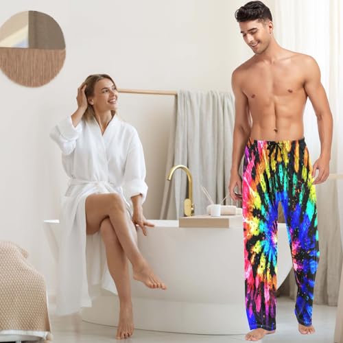 visesunny Mens Pajama Pants Funny Colorful Style Tie Dye Soft Men's Sleepwear Lounge Pants Pj Pants with Drawstring & Pockets3