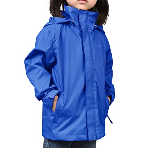 Image of YINGJIELIDE Boys Girls Waterproof Rain Jackets Kids Easy to Fold Windbreaker Lightweight Outdoor Hooded Raincoat