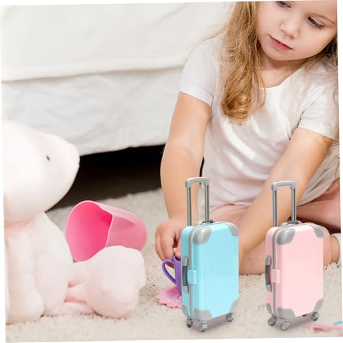 Yeory 2 PCS Mini Doll Luggage Set for 16 & 18 Inch Dolls, ABS Plastic Suitcase Toy with Handle, Travel Case for America Girl Doll Accessories, Mini Suitcase2