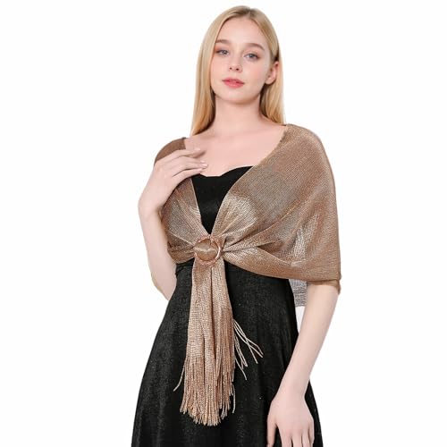MUQU Shawls and Wraps for Evening Dresses - Women Sparkling Wedding Formal Elegant Pashmina Shawl for Women（With Buckle）3