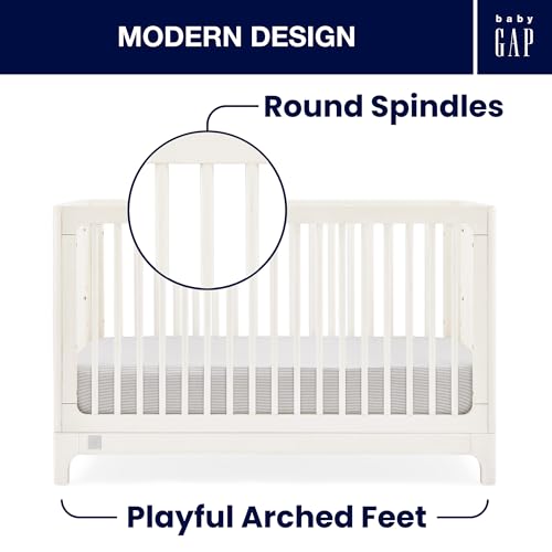 Image of babyGap Wren 4-in-1 Convertible Crib by Delta Children - Greenguard Gold Certified, Antique White