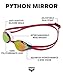 ARENA Unisex Python Racing Swim Goggles for Men and Women Anti-Fog Mirror Lens Max Comfort Dual Strap, Copper/White/Red Wine