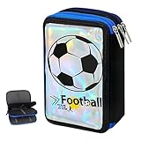 Diffaxy Estuche grande con 52 compartimentos para bolígrafos, pelota de fútbol, estuche escolar, estuche para lápices, 3 compartimentos para adolescentes, almacenamiento de material de oficina
