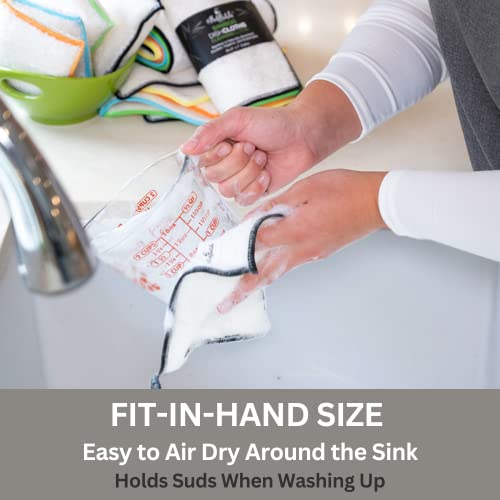 Whiffkitch Bamboo Dishcloths & Cleaning Cloths 6Pk, Scrub-Non-Scratch, Washable, Reusable, Super Absorbent, Hygienic, Quick Drying, Durable, Kitchen Essential, Washcloth, Dish Rags #TOP2