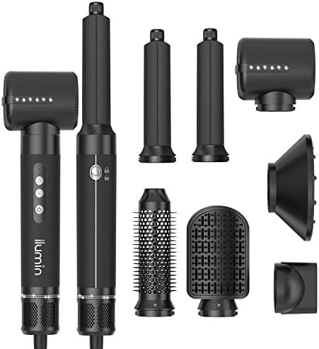 ilumin Ionic Air Styling High Speed Blow Dryer Hair Wrap System - 7 in 1 Hair Styling Tools - Diffuser, Curler, Volumizer, Straightening Brush - Air Flex Wrap Curling - Hot Hair Brush, Dupes