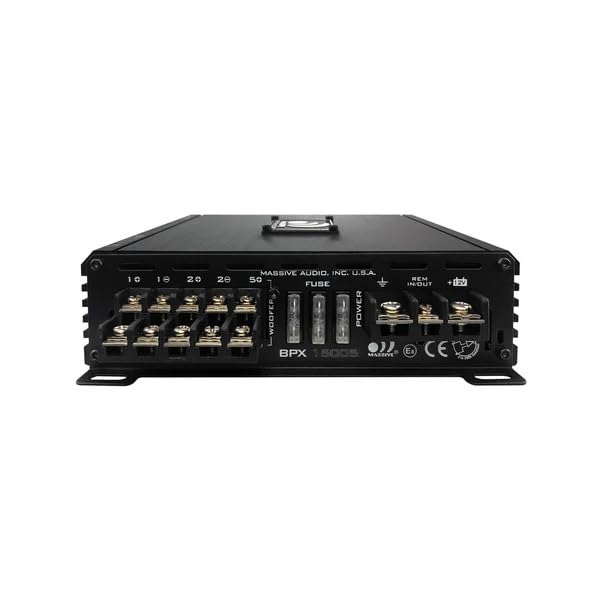 Massive Audio BPX1500.5 5-Channel Amplifier | 80W RMS x4 + 500W RMS Sub Channel, 2-Ohm Stable, Full Range Class D, Compact Car Audio Amp with Built-in OEM Integration & High-Level Inputs