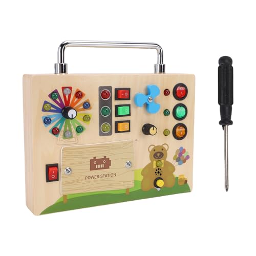 Tablero sensorial de madera con semáforo LED infantil de 22x4x20 cm 5