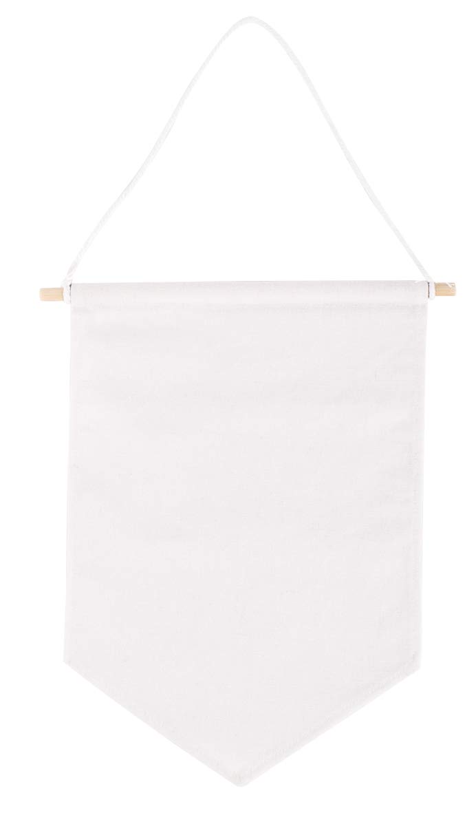 Rayher Fabric Pennant to Decorate, Hanging Banner for Fabric Painting, Printing and Tie Dye, 24x29cm, white canvas, 46372102
