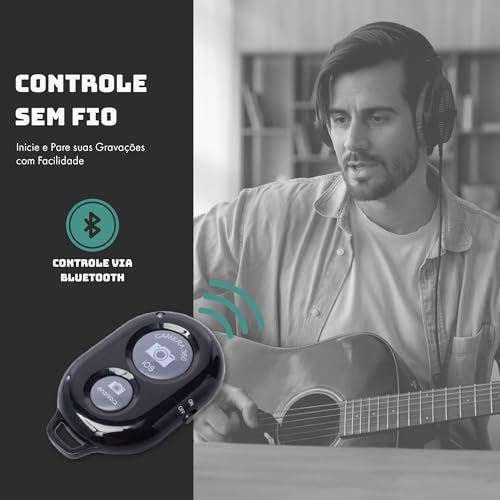 Tripé Suporte de Celular Com Led Kit de Gravação Completo - Com Microfone Condensador P2 e Controle