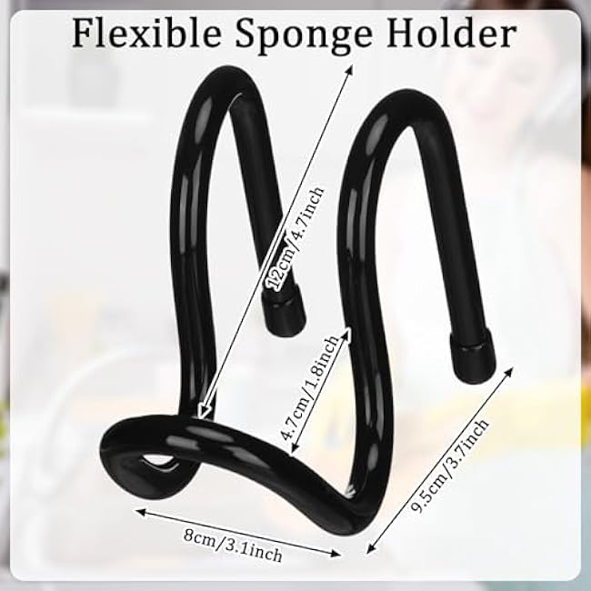 2 Pcs Adjustable Sling Sponge Holder for Kitchen Sink Hanging Single Sided Sponge Holder Flexible Black Caddy Sink Organizer for Kitchen Accessory