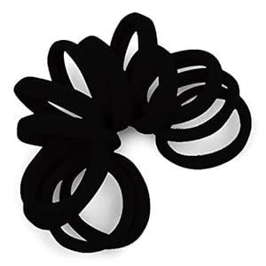Seamless Hair Ties – Black – Extra Gentle Soft and Stretchy Nylon Fabric Ponytail Holders – 12 Count