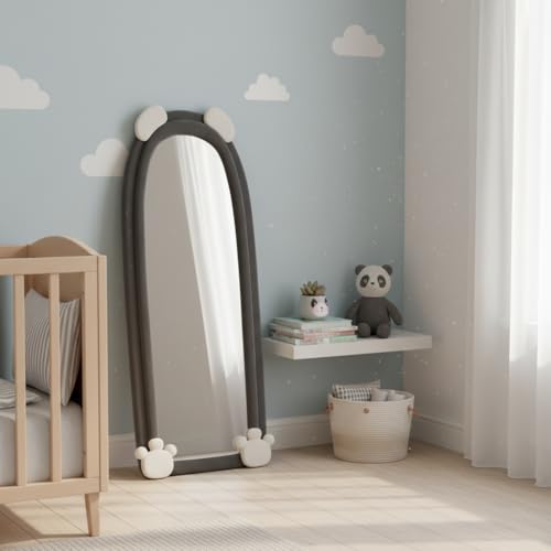 Image of APRODZ Full Length Bear Dressing Mirror | Floor Standing Full Body Mirror with Cute Bear Frame | Decorative Bedroom & Clothing Store Fitting Mirror for Home, Kids Room & Studio