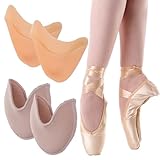 2 Pairs Soft Ballet Toe Pad Foot Care Toe (1 Pair Cotton Pointe Shoe Toes Pads & 1 Pair Silicone Gel Pad Pointe Shoes Protectors) Forefoot Wrap Pads for Women, Sponge Insoles