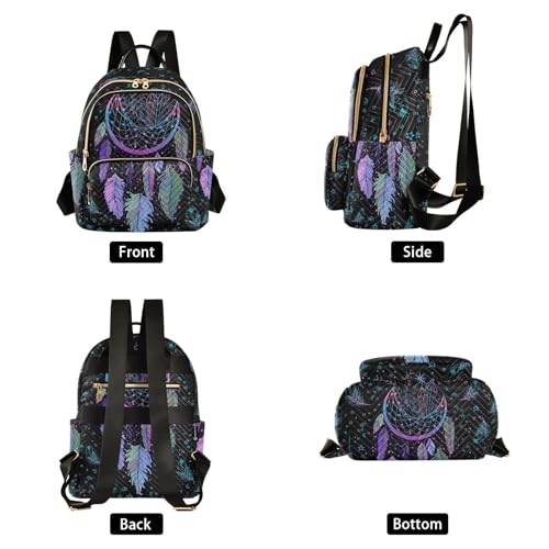 Image of Women Fashion Backpack Purse Dreamcatcher Rucksack, M | Casual Lightweight Quilted Daypack Ladies Bag for College Travel Work