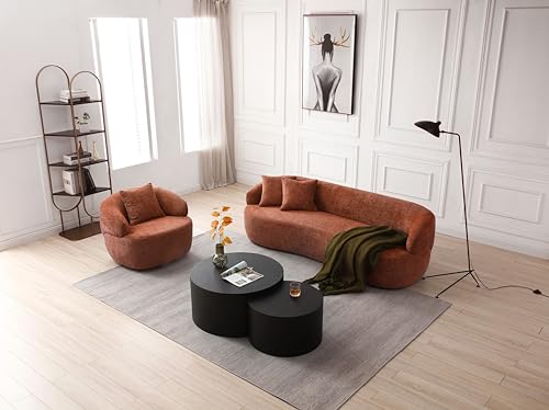 KEIKI 35' Round Oversized Boucle Single Sofa Chair with Ergonomic Design, Upholstered Modern...